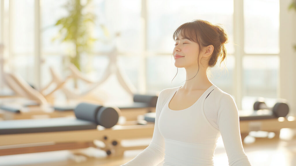 ピラティスをする女性